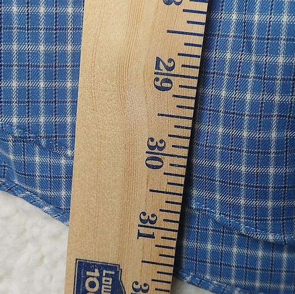 LL Bean Plaid Short Sleeve Mens Shirt Button Up 100% Cotton Blue Size Large - Picture 5 of 8